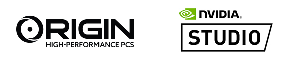 Game rating, Origin PC, and Nvidia Geforce RTX Powering Advanced AI logos